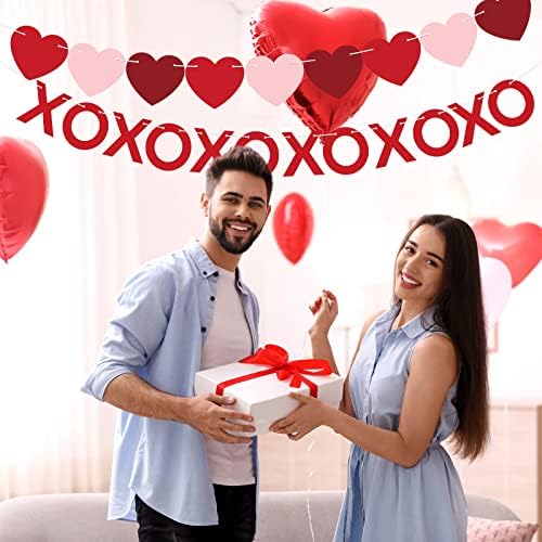 4 Adet sevgililer Günü Süslemeleri Garland Banner ile Mutlu sevgililer Günü Afiş Pom Pom Garland Topu Kırmızı Keçe