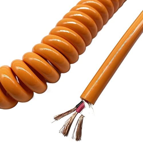 GatherTOOL 3 çekirdek 1.0 mm Kare Bahar Tel PU Turuncu Renk Geri Çekilebilir Kablo Oksijensiz Saf Bakır Spiral Kablo