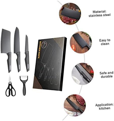 Angoıly 1 Set Mutfak Bıçağı Seti Hediye Seti Meyve Soyucu Ev Araç Seti Makaslı Bıçaklar Soyucu Paslanmaz Çelik Bıçak