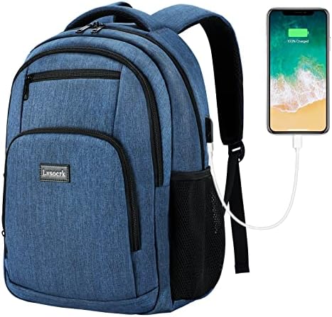 Lvsocrk Laptop Sırt Çantası Erkekler ve Kadınlar için, USB şarj portu ile büyük seyahat sırt çantası, kolej okul sırt