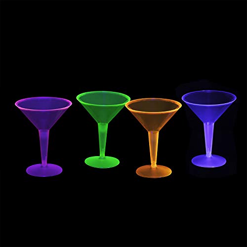 Party Essentials Brights Plastik 2 Parçalı Martini Bardağı, 8 Ons Kapasite, Çeşitli Neon Pembe / Yeşil / Mavi / Turuncu,