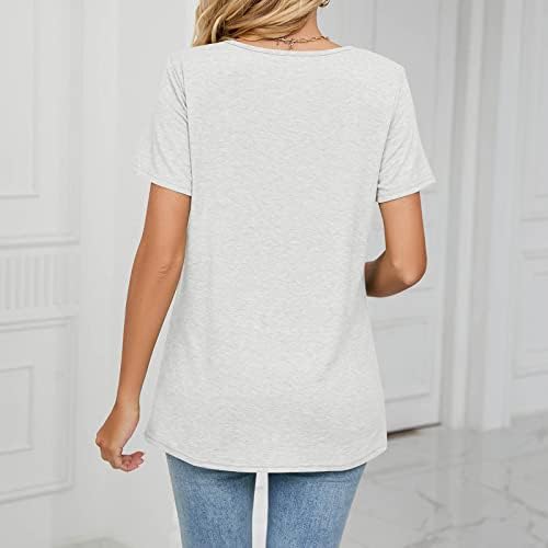 Kadınlar için yaz Üstleri 2023 Moda Düz Renk V Yaka Rahat bol tişört Bluz Casual Tops 1