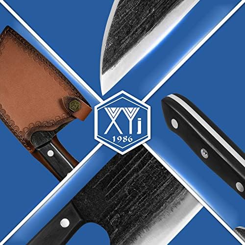 XYJ Tam Tang Sırp şef bıçağı Antik Dövme Kasap bıçakları Deri Kılıf İle Mutfak Kamp İçin Çin Sebze Bıçağı