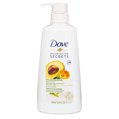 Dove Besleyici Sırları Canlandırıcı Vücut Losyonu, Avokado Yağı ve Nergis Özü ile Kadınlar için Kuru Cilt Rölyefi,