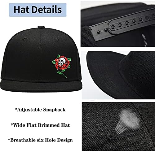 Kafatası Erkek Snapback Şapka Düz Fatura Şapka Erkekler için Ağız İskelet Gül kasketler Erkekler Siyah beyzbol şapkaları