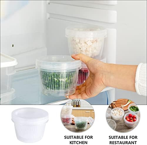 SOLUSTRE Kimchi Buzdolabı 4 adet Sebze saklama kutusu Buzdolabı Gıda Taze Kutu Drenaj Sepeti ile Çift Katmanlı Sebze