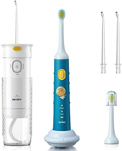 Sejoy Akülü Diş Duşu + Sonik Elektrikli Diş Fırçası,3+Yaş Arası Çocuklar ve Küçük Çocuklar için Şarj Edilebilir Çocuk