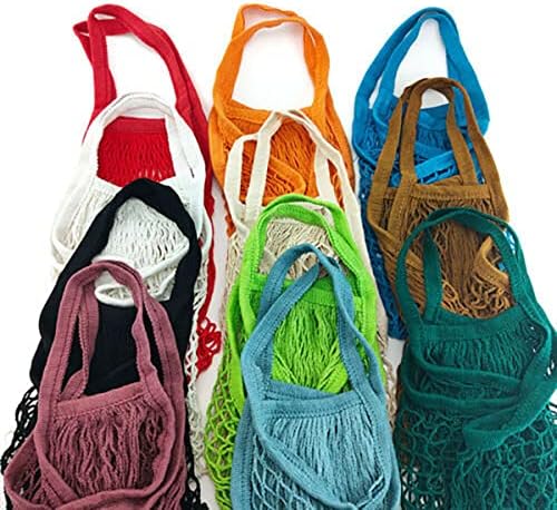 ECYC 1 Adet Pamuk Örgü alışveriş çantası, Yeniden Kullanılabilir kısa Saplı file çanta pamuk ipi Çanta Örgü alışveriş