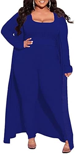 HANMAX Bayan Örme 3 Parça Set Uzun Kollu Hırka Palto Kırpma Üst ve Yüksek Bel Geniş Bacak Pantolon Takım Elbise Kıyafetler