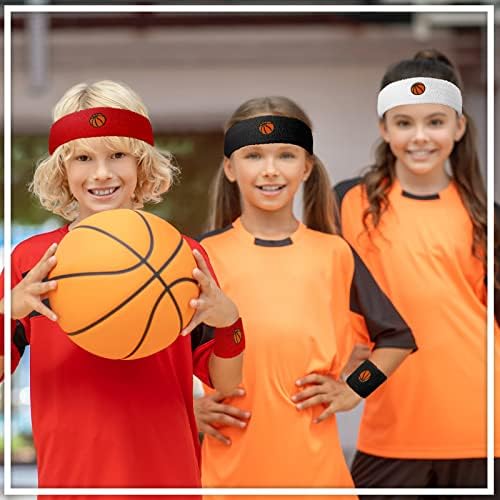 6 Takım çocuk basketbolu Bilekliği Ter Bandı Seti 6 Çift Atletik Basketbol Bilek Ter Bandı Bilek Bandı ve 6 Adet Spor