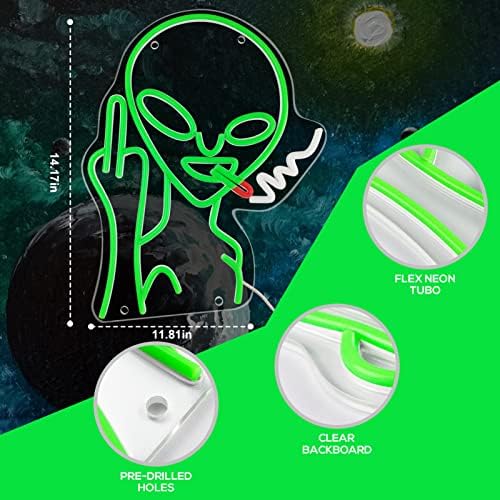 Yeşil Uzaylı Neon Tabelalar, Uzaylı LED ışıklı Tabela Neon Tabelalar, Hip Hop Partisi Neon Tabelalar Yatak Odası Duvar