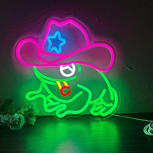 Kovboy şapkası Kurbağa Neon İşaretleri, kovboy şapkası Kurbağa Lamba Led işaretleri ışıkları Neon İşaretleri duvar