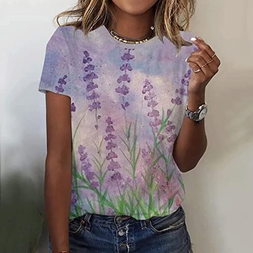 Moda Yaz Üstleri Kadınlar için 2023 Gevşek Baskı Yuvarlak Boyun kısa kollu t-shirt Casual Bluz