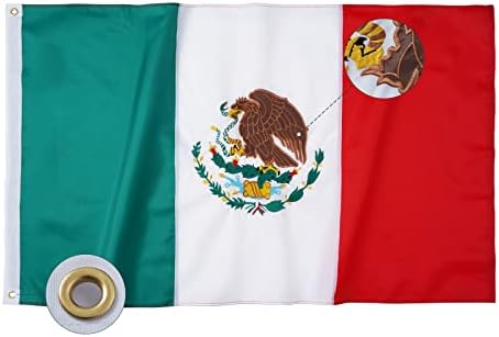 Bradford Meksika Bayrağı 6X10 ft Açık, İşlemeli Büyük MX Meksika Bayrağı Ağır Hizmet Tipi Çift Taraflı, Dış Mekan