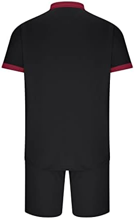 RbCulf Egzersiz Seti Erkek Moda Fermuar up Yaka Golf Gömlek ve Jogger Şort 2 ADET Set Tenis T-Shirt Spor Eşofman