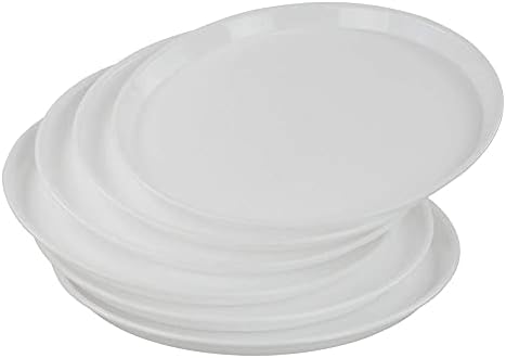 Ponpong Yuvarlak Plastik Servis Tepsileri Tabaklar, Beyaz, 6 Paket