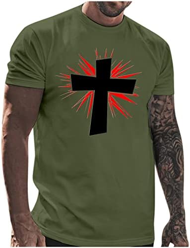 XXBR Yaz Erkek Asker Kısa Kollu T-Shirt Parmak Izi İnanç İsa Çapraz Baskı Tee Üst Koşu Egzersiz Spor Tshirt