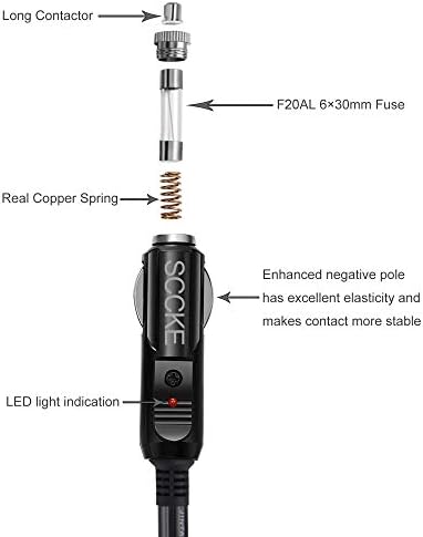 SCCKE Ağır 14AWG 20A Erkek Tak Sigara çakmak adaptörü Güç besleme kablosu ile 6.5 ft / 2m 14 AWG kablo tel İçin araç