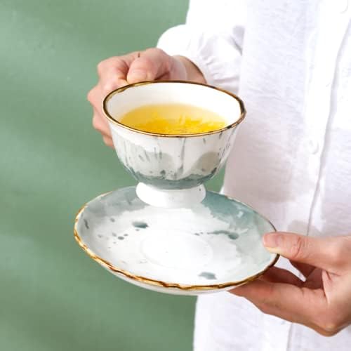 Jımıruıgro 7.4 oz Yaratıcı Kemik çini çay fincanları ile Tabağı ve Kaşık, Seramik İngiliz Kahve Kupalar için Ev ve