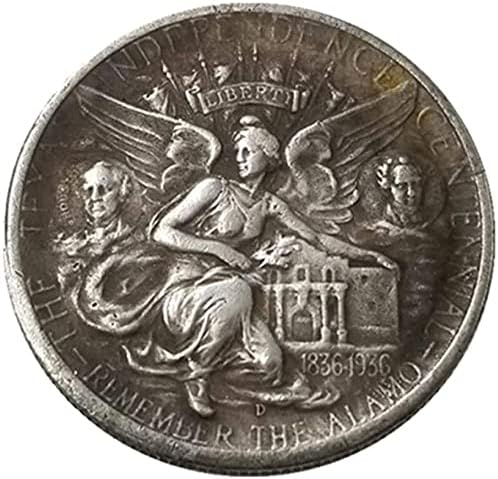 Antika El Sanatları ABD 1936 D Texas Hatıra Bakır Gümüş Kaplama Gümüş Dolar Gümüş Yuvarlak Sikke