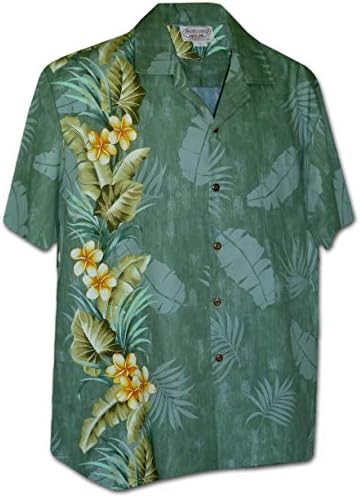 Pasifik Efsanesi Tropikal Plumeria Tek Panel erkek Hawaii Gömlekleri