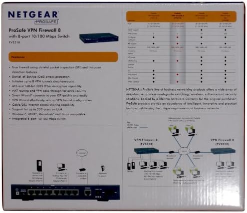 8 Portlu 10/100 Anahtarlı NETGEAR FVS318 ProSafe VPN Güvenlik Duvarı 8