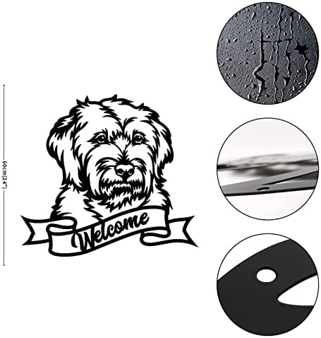 Metal İşareti Pet Köpek ile Hoş Geldiniz Ev İşareti Kişiselleştirilmiş Metal Mektup Kelime İşareti Basit Lazer Kesim