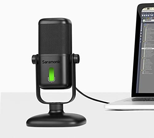 Saramonic Büyük Diyaframlı USB Stüdyo Mikrofonu, Manyetik Masa Üstü Standı, Kulaklık Çıkışı ve Bilgisayarlar ve Mobil
