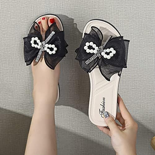 Gufesf Bayan Moda Flip Flop, kadın papyon Kare topuklu sandalet İlkbahar Yaz Düşük Topuk Terlik Sevimli Sandalet Üzerinde
