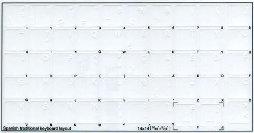 Beyaz Yazı ile Şeffaf Arka plan üzerinde ispanyolca Klavye Etiketleri (14X14)