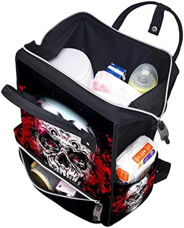 Yenilik Kafatası Siyah bebek bezi çantası Sırt Çantası Bebek Bezi Değiştirme Çantaları Çok Fonksiyonlu Büyük Kapasiteli