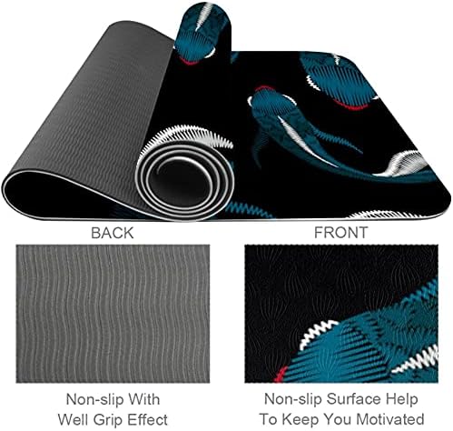 6mm Ekstra Kalın Yoga Mat, Koi Balık Yosun Baskı Çevre Dostu TPE egzersiz matları Pilates Mat Yoga, Egzersiz, Çekirdek