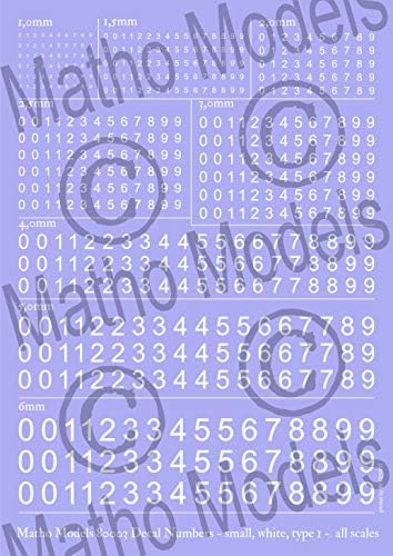 Matho Modelleri Çıkartma Numaraları-Küçük, Beyaz, Tip 1-Plastik Model Aksesuarları 80003