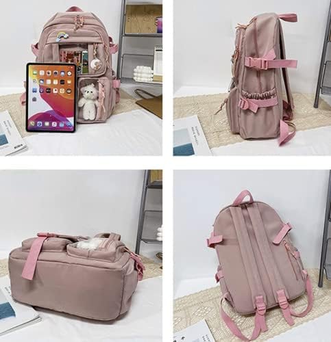 HUIHSVHA Kawaii Sırt Çantası, Estetik Okul laptop çantası Pin Aksesuarları, Seyahat Sırt Çantası Sırt Çantası Gençler