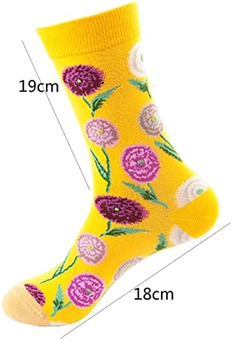 VESNİBA 5 Pairs Kadın Çorap Baskı Çorap Hediyeler Pamuk Uzun komik çoraplar Kadınlar İçin Yenilik Funky Sevimli Çorap