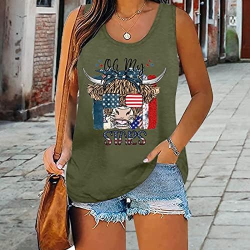 ZDFER Tankı Üstleri Kadınlar için Bağımsızlık Günü Baskı Tişörtleri Yaz Casual Kolsuz Yelek Bluz Tee Gömlek 4th Temmuz