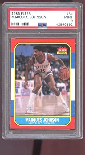 1986-87 Fleer 54 Marques Johnson PSA 9 Kademeli Basketbol Kartı NBA 86-87 Clipper-İmzasız Basketbol Kartları