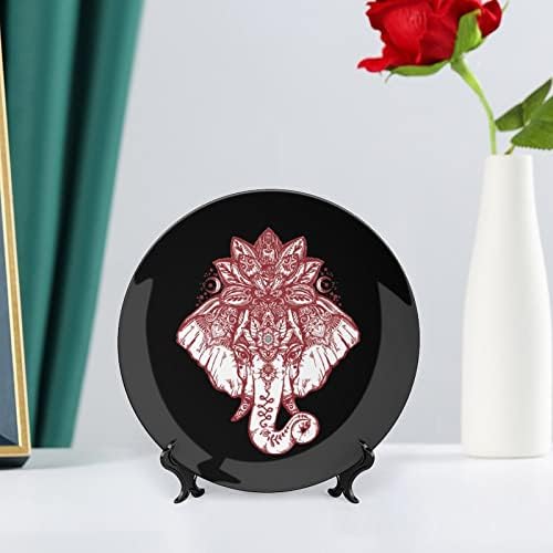 Boho Fil Lotus Dekoratif Levha Yuvarlak Seramik Tabaklar Ekran Standı ile Ev Ofis Düğün Dekor için