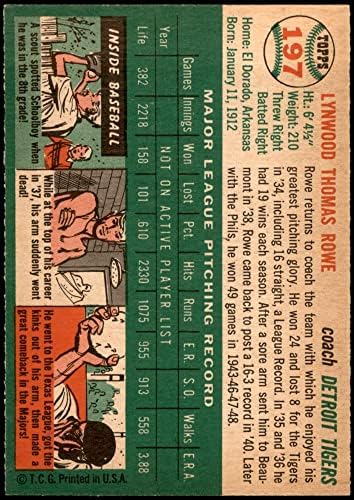 1954 Topps 197 Okul Çocuğu Rowe Detroit Kaplanları (Beyzbol Kartı) ESKİ / MT + Kaplanlar
