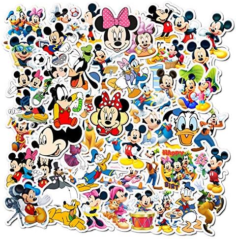 50 ADET Karikatür Animasyon Temalı Set Çıkartmalar Mickey Mouse Çıkartmalar Dizüstü Su Şişeleri Hidro Şişesi Kaykay