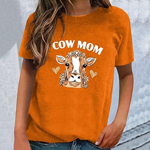 Kadınlar için çalışma Üstleri, komik Sevimli Yayla Sığır Cowgirl T-Shirt Hayvan Grafik Tee Çiftlik Hayatı Rahat Kısa