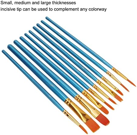 10 adet Suluboya Fırçası Kalemler, Ahşap Yün Boya Fırçası Seti Suluboya Fırçaları Çoklu Boyutlar Sedefli Mavi Ahşap