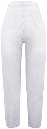 LARIAU Kot Kadınlar için Yüksek Bel İnce Bant Mikro Düğme Deliği Sıkıntılı Streç Kot Pantolon Pantolon