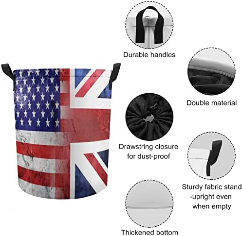 Vintage ABD Ve İngiltere Bayrağı çamaşır sepeti İpli Depolama çamaşır sepeti Büyük Oyuncak Organizatör Sepeti