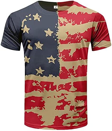 UBST Asker Kısa Kollu Gömlek Erkekler için, Amerikan bayrağı T-shirt Retro Vatansever Bluz Kas Egzersiz Atletizm Tee