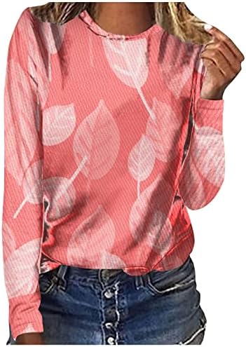 Kadınlar için sevgililer Günü Çiçek Çiçek Baskı Tunik Üst Sonbahar Rahat Uzun Kollu Ekip Boyun Gevşek Fit Bluz Tshirt