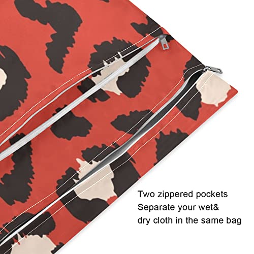 Kırmızı Leopar Islak su geçirmez çantalar Bez Bebek Bezi Çantası Su Geçirmez ıslak çanta seti Yıkanabilir Seyahat