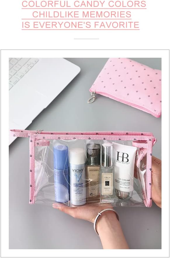 Gidary Makyaj çantası seti Temizle kozmetik çantası düzenleyici 3 PAKET Küçük Makyaj Çantası Çanta Kadın Kızlar için