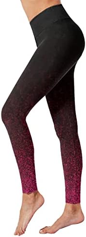 Kadınlar için yüksek Belli Tayt See-Through Yumuşak Karın Kontrol Baskılı Pantolon Degrade Renk Spor Aktif Tayt