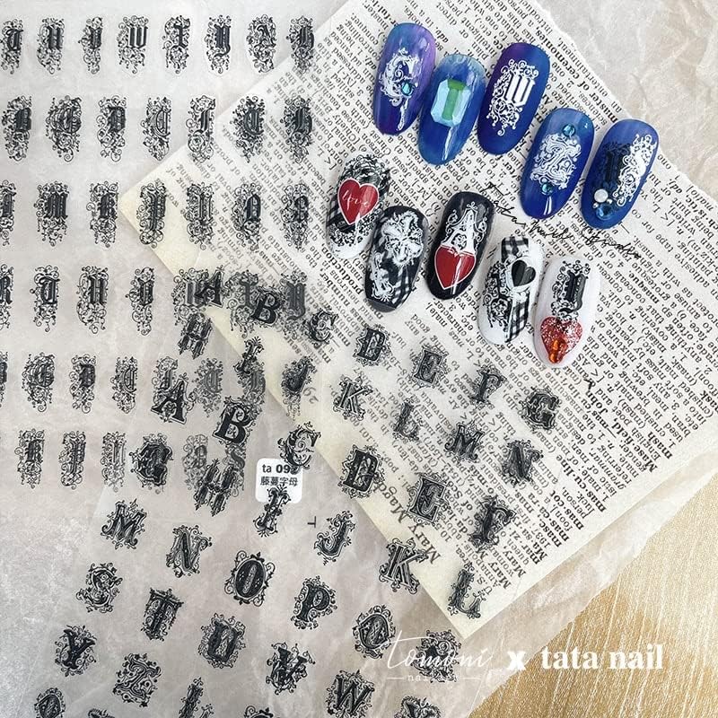 Tomoni marka Tata ince sert tırnak sticker tırnak sticker tırnak sticker dekoratif mektup - (Renk: Ta91)